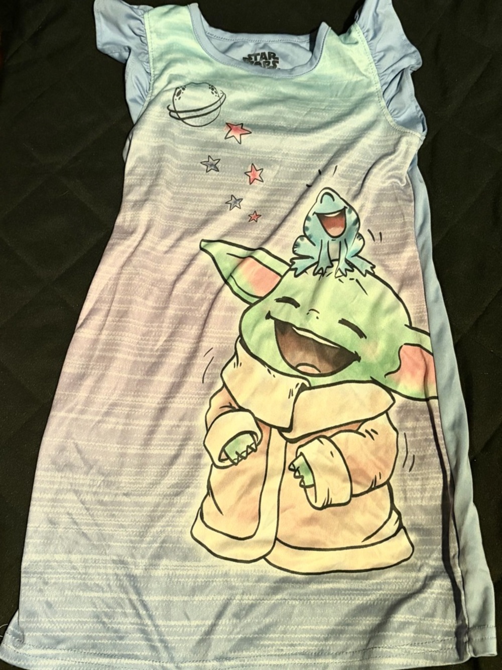 Star Wars The Child Purple Gradient Girls' Pajama Nightgown ruffle sleeves
